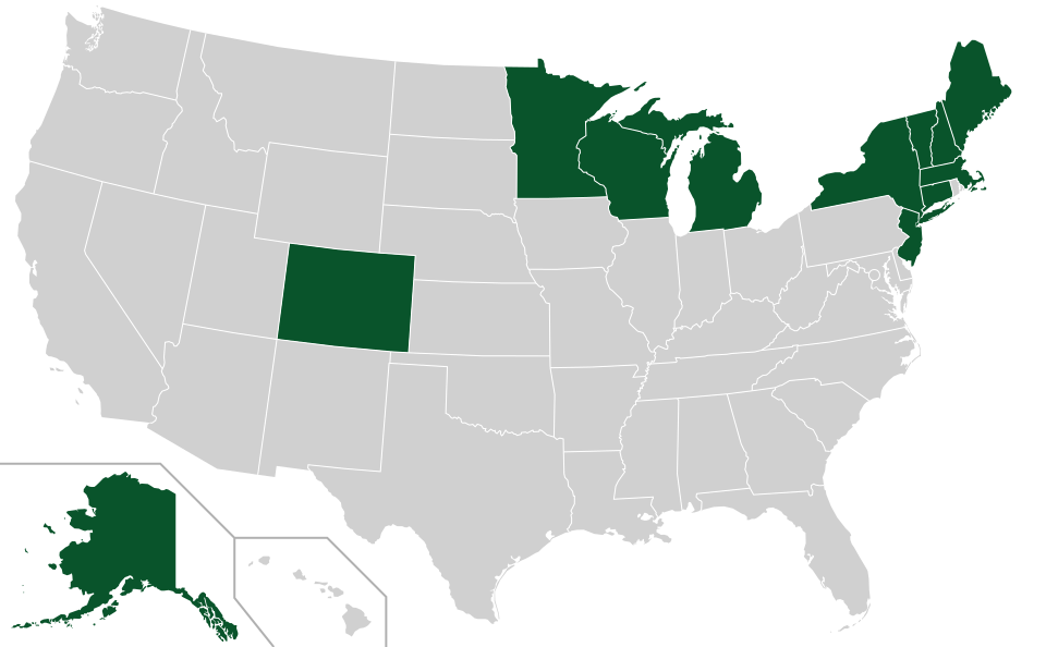 Coverage map for Northern Whitecedar in the US