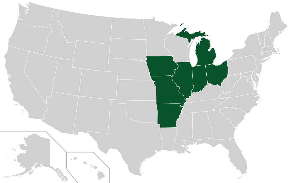 Coverage map for Ohio Buckeye in the US