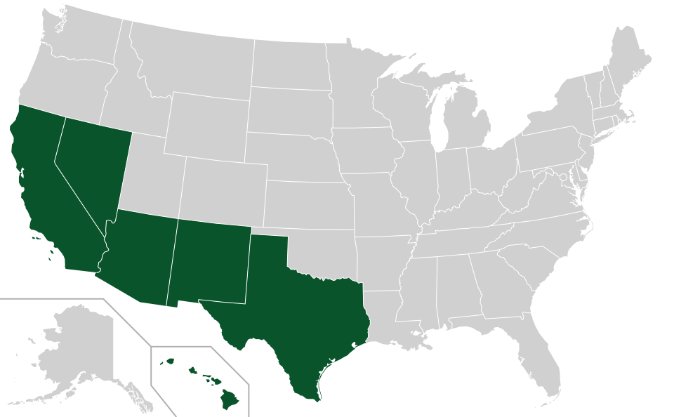 Coverage map for Olive Tree in the US