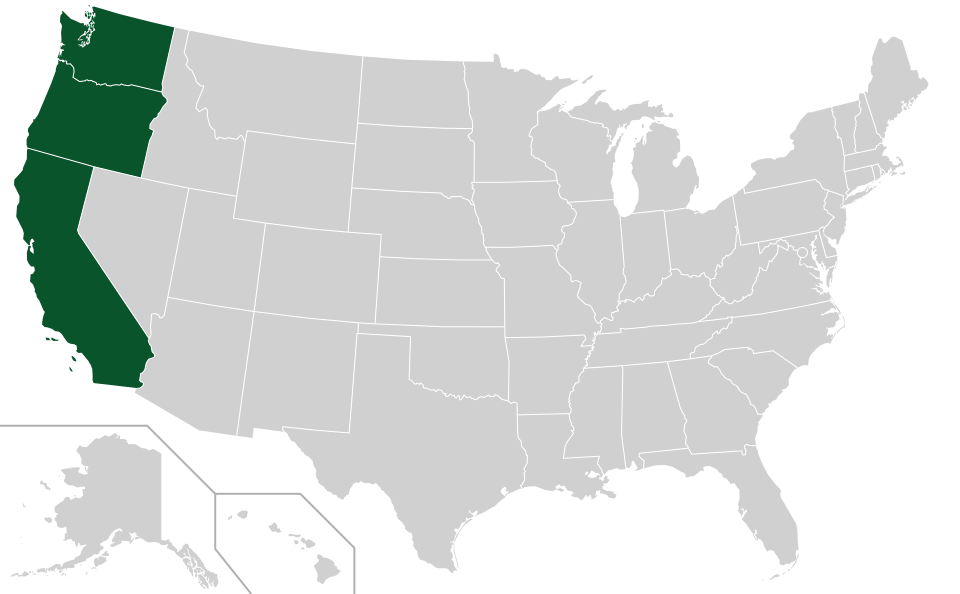 Coverage map for Oregon White Oak in the US