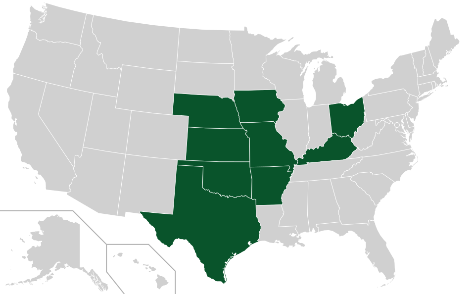 Coverage map for Osage Orange in the US