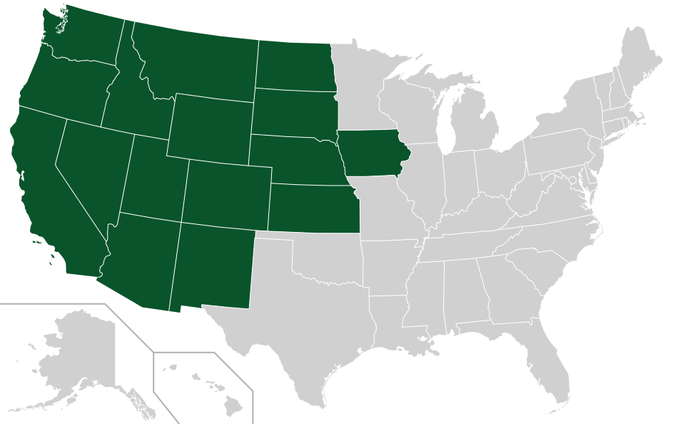 Coverage map for Ponderosa Pine in the US