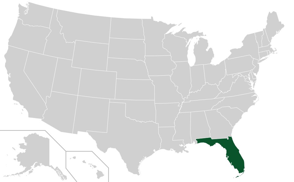 Coverage map for Pygmy Date Palm in the US