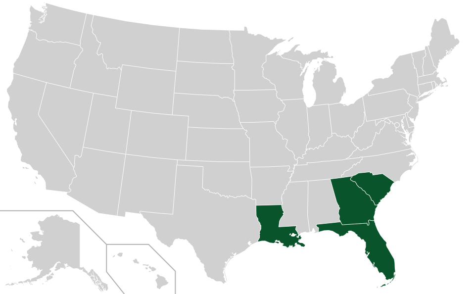 Coverage map for Redbay in the US
