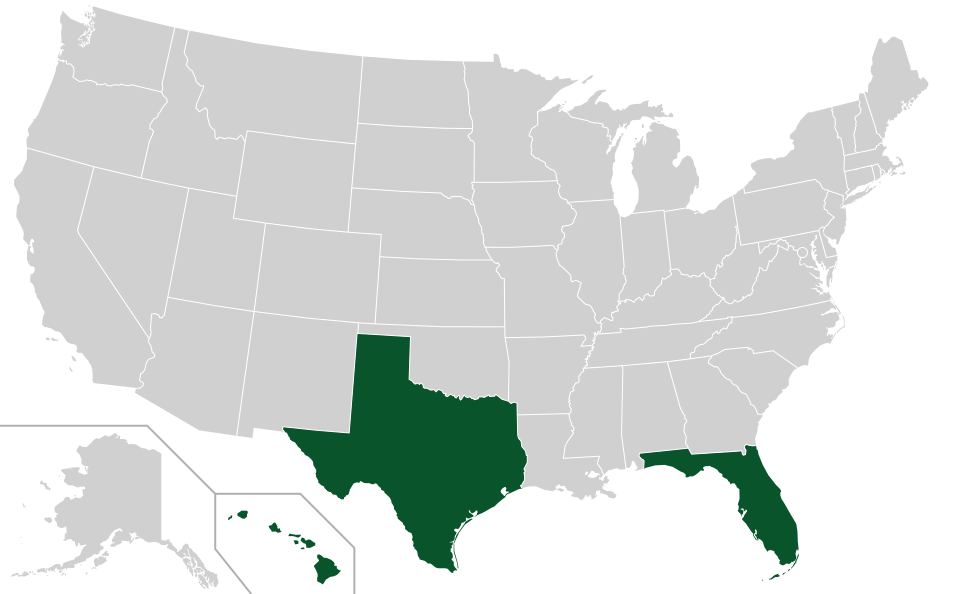 Coverage map for Royal Palm in the US