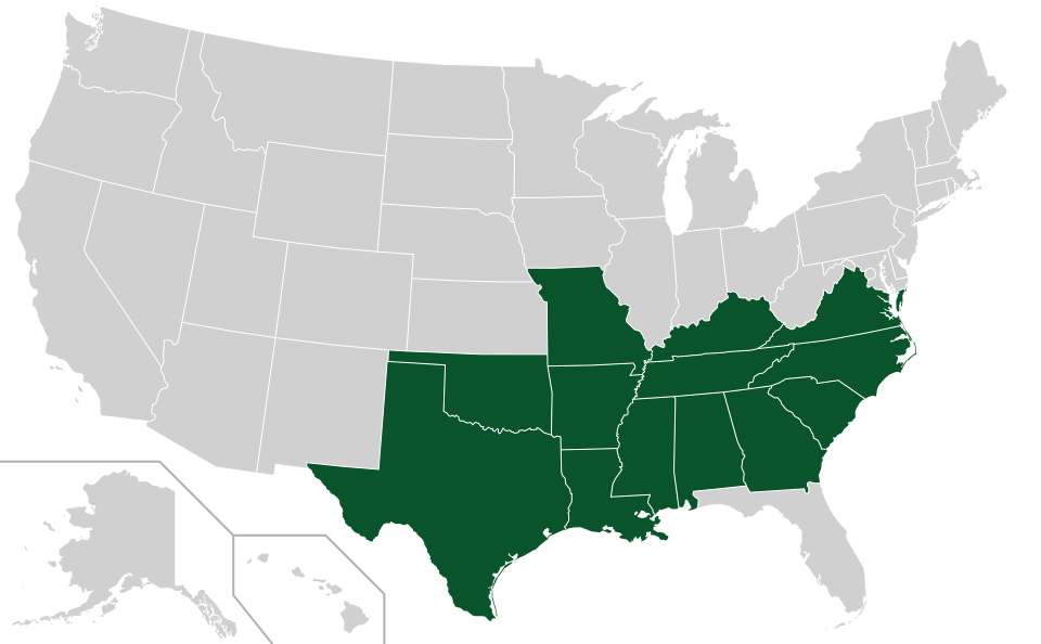 Coverage map for Shortleaf Pine in the US