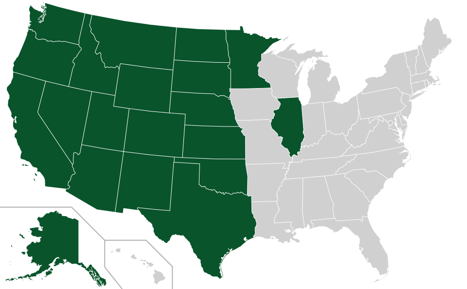Coverage map for Siberian Elm in the US