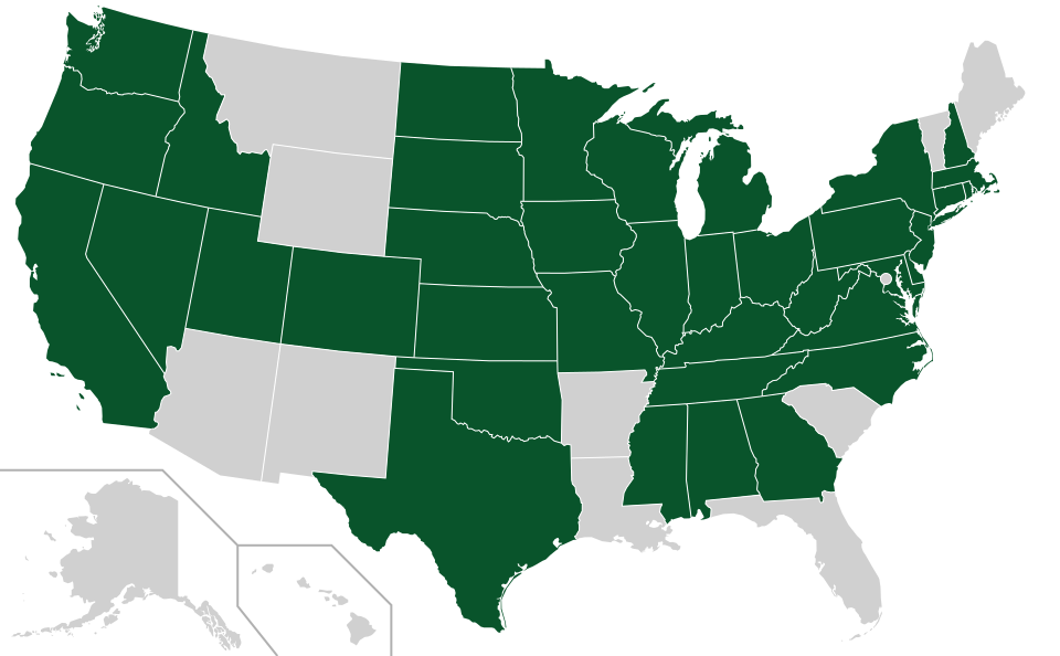 Coverage map for Silver Maple in the US