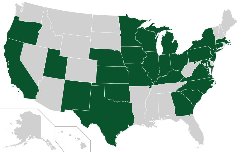 Coverage map for Southern Catalpa in the US