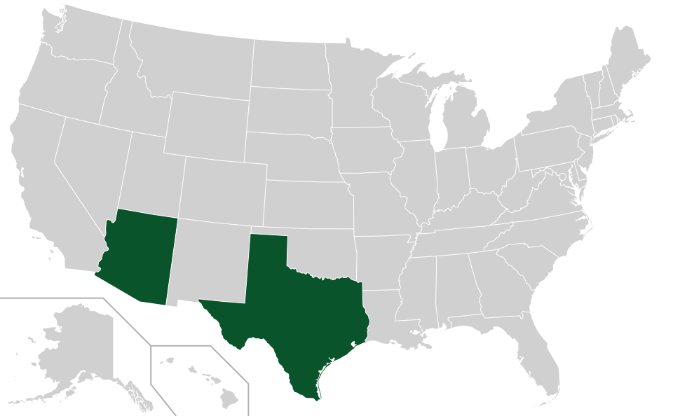 Coverage map for Texas Olive in the US