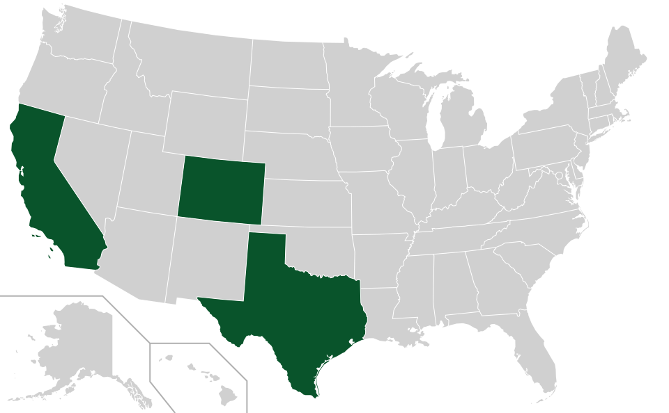 Coverage map for Thornless Honeylocust in the US