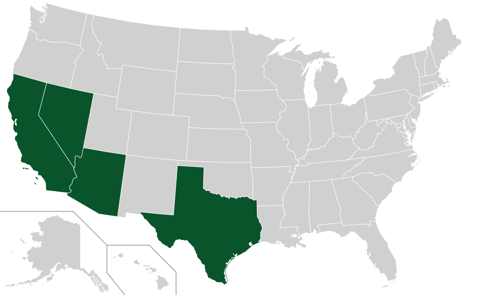 Coverage map for Tipu Tree in the US