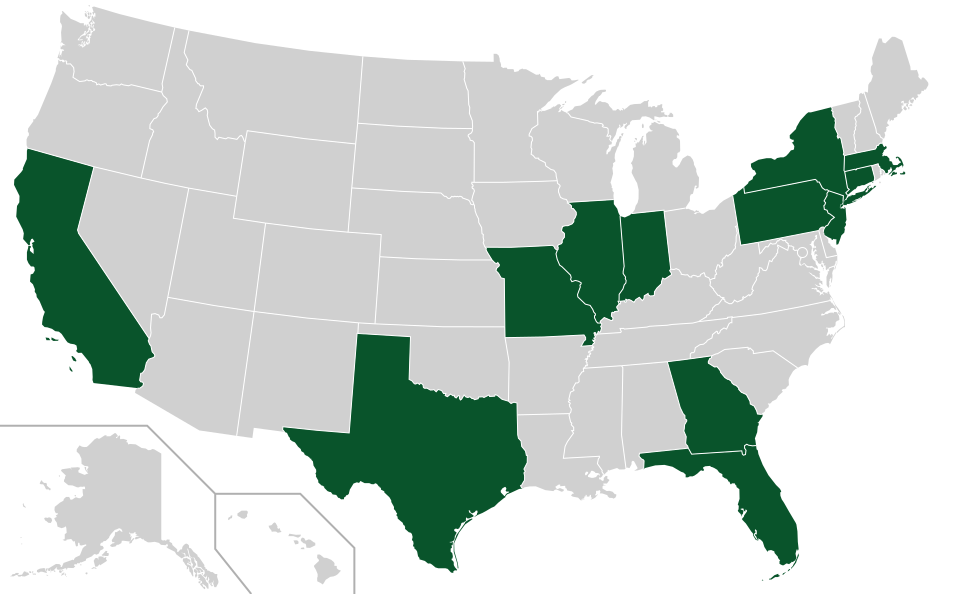 Coverage map for Tree Of Heaven in the US