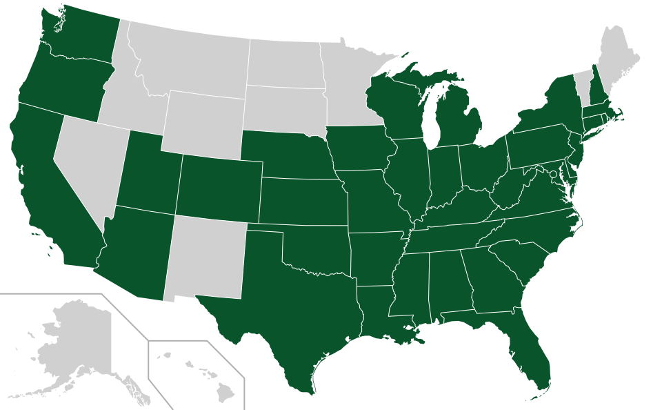 Coverage map for Tulip Poplar in the US