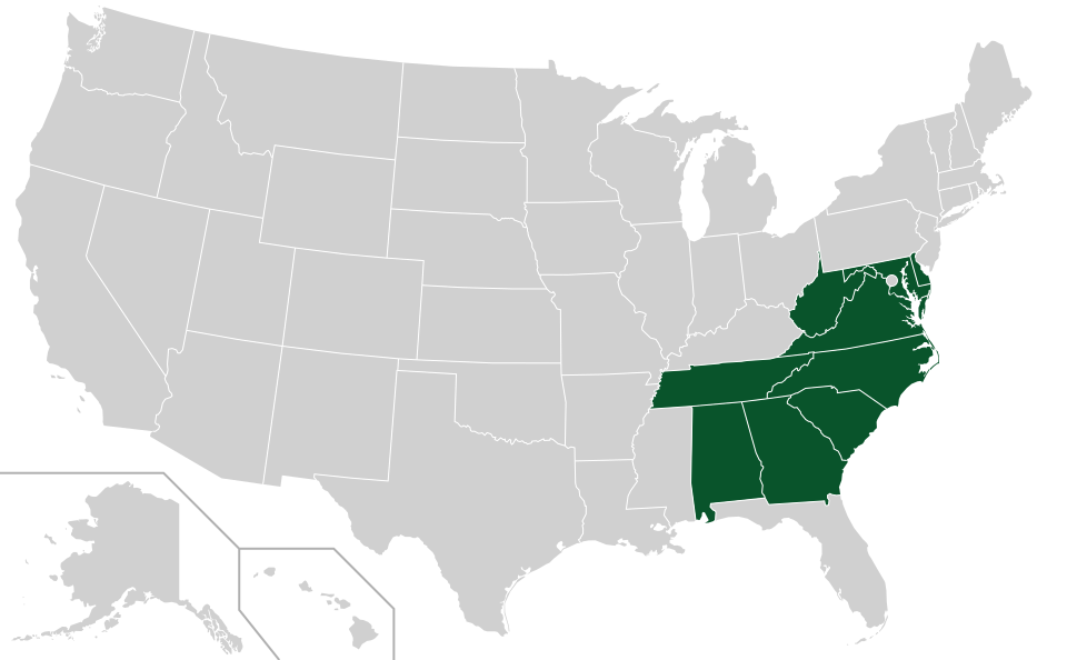 Coverage map for Virginia Pine in the US