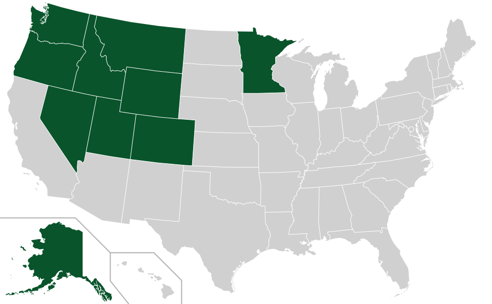 Coverage map for Western Serviceberry in the US