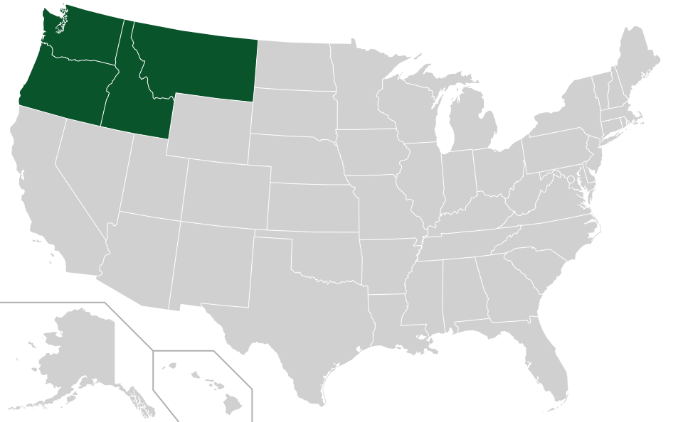 Coverage map for Western White Pine in the US