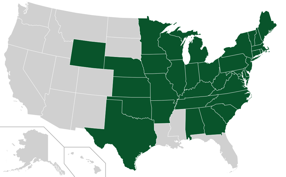 Coverage map for White Ash in the US