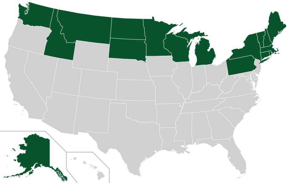 Coverage map for White Spruce in the US
