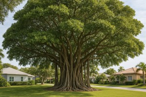 Banyan Tree (Ficus benghalensis) in the summer