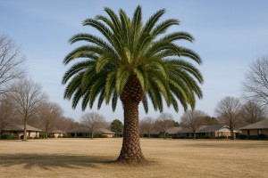 Canary Island Date Palm in Winter