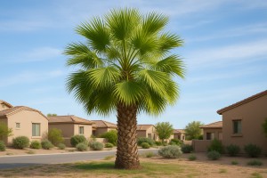 Chinese Fan Palm in Spring