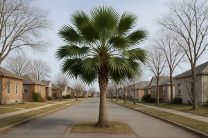 Chinese Fan Palm in Winter