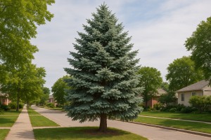 Blue Spruce (Colorado Blue Spruce) in the summer