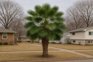 European Fan Palm in Winter