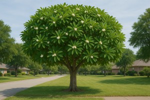 Plumeria (Plumeria spp.) in the summer