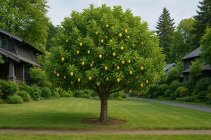 Lemon (Citrus limon) in the summer