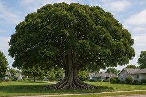 Moreton Bay Fig (Ficus macrophylla) in the summer