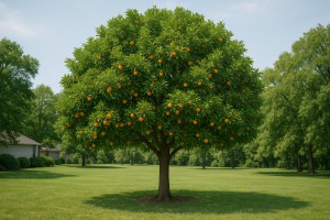 Orange (Citrus sinensis) in the summer
