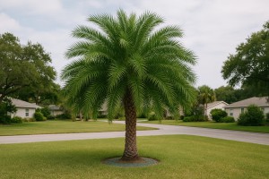 Pygmy Date Palm (Phoenix roebelenii) in the summer
