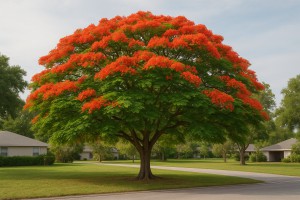 Royal Poinciana (Delonix regia) in the summer