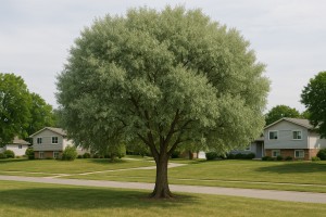 Russian Olive (Elaeagnus angustifolia) in the summer